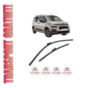 Set stergatoare CITROEN BERLINGO (ER_, EC_) din 2018-2021, pentru parbriz auto, 2 bucati, Valeo Silencio Xtrm, din cauciuc siliconat rezistent, 4 Stickere Auto CITROEN
