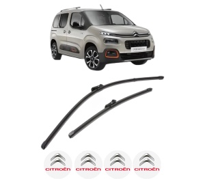 Set stergatoare CITROEN BERLINGO (ER_, EC_) din 2018-2021, pentru parbriz auto, 2 bucati, Valeo Silencio Xtrm, din cauciuc siliconat rezistent, 4 Stickere Auto CITROEN v37860