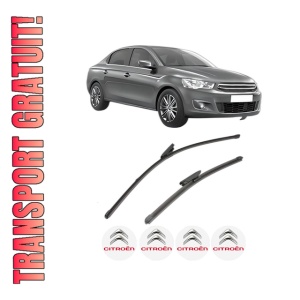 Set stergatoare CITROEN C-ELYSEE (DD_) din 2012-2018, pentru parbriz auto, 2 bucati, Valeo Silencio Xtrm, din cauciuc siliconat rezistent, 4 Stickere Auto CITROEN