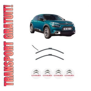 Set stergatoare CITROEN C4 CACTUS Van (0B_, 0P_) din 2019, pentru parbriz auto, 2 bucati, Valeo Silencio, din cauciuc siliconat rezistent, 4 Stickere Auto CITROEN