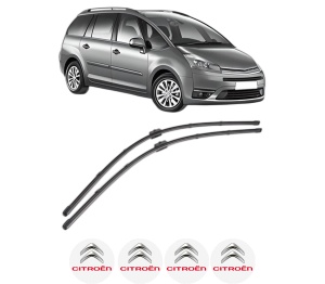 Set stergatoare CITROEN C4 GRAND PICASSO I (UA_) din 2006-2013, pentru parbriz auto, 2 bucati, Valeo Silencio Xtrm, din cauciuc siliconat rezistent, 4 Stickere Auto CITROEN v39120