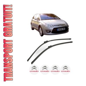 Set stergatoare CITROEN C4 II (NC_) din 2009-2018, pentru parbriz auto, 2 bucati, Bosch Aerotwin, din cauciuc siliconat rezistent, 4 Stickere Auto CITROEN