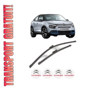 Set stergatoare CITROEN C4 III (BA_, BB_, BC_) din 2020-2024, pentru parbriz auto, 2 bucati, Valeo Silencio Xtrm, din cauciuc siliconat rezistent, 4 Stickere Auto CITROEN