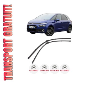 Set stergatoare CITROEN C4 PICASSO II din 2013-2018, pentru parbriz auto, 2 bucati, Valeo Silencio, din cauciuc siliconat rezistent, 4 Stickere Auto CITROEN