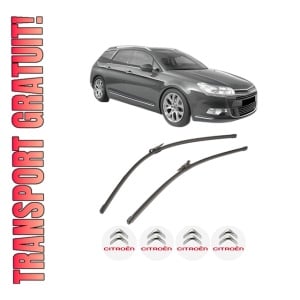 Set stergatoare CITROEN C5 III Break (RW_) din 2008-2017, pentru parbriz auto, 2 bucati, Valeo Silencio Xtrm, din cauciuc siliconat rezistent, 4 Stickere Auto CITROEN