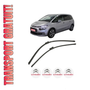 Set stergatoare CITROEN GRAND C4 SPACETOURER (3A_, 3E_) din 2018-2019, pentru parbriz auto, 2 bucati, Bosch Aerotwin, din cauciuc siliconat rezistent, 4 Stickere Auto CITROEN