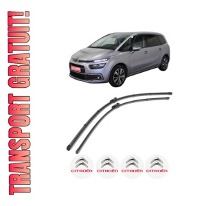 Set stergatoare CITROEN GRAND C4 SPACETOURER (3A_, 3E_) din 2018-2019, pentru parbriz auto, 2 bucati, Valeo Silencio Xtrm, din cauciuc siliconat rezistent, 4 Stickere Auto CITROEN