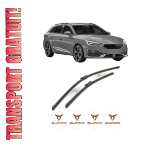 Set stergatoare CUPRA LEON Sportstourer (KL8, KU8, KUD) din 2020-2024, pentru parbriz auto, 2 bucati, Bosch Aerotwin, din cauciuc siliconat rezistent, 4 Stickere Auto CUPRA