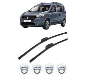 Set stergatoare DACIA DOKKER Box Body/MPV din 2012-2021, pentru parbriz auto, 2 bucati, Bosch Aerotwin Retrofit, din cauciuc siliconat rezistent, 4 Stickere Auto DACIA v42905