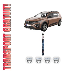 Set stergatoare DACIA JOGGER (RK_) din 2021-2023, pentru parbriz auto, 2 bucati, Bosch Aerotwin, din cauciuc siliconat rezistent, 4 Stickere Auto DACIA