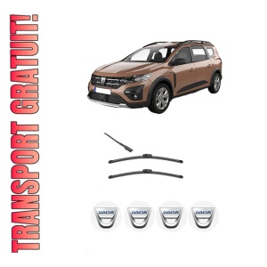 Set stergatoare DACIA JOGGER (RK_) din 2021-2023, pentru parbriz auto, 2 bucati, Valeo Silencio, din cauciuc siliconat rezistent, 4 Stickere Auto DACIA