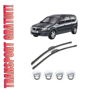 Set stergatoare DACIA LOGAN MCV (KS_) din 2007-2013, pentru parbriz auto, 2 bucati, Bosch Aerotwin Retrofit, din cauciuc siliconat rezistent, 4 Stickere Auto DACIA