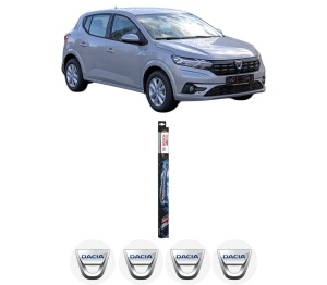 Set stergatoare DACIA SANDERO III din 2021-2022, pentru parbriz auto, 2 bucati, Bosch Aerotwin, din cauciuc siliconat rezistent, 4 Stickere Auto DACIA v49060