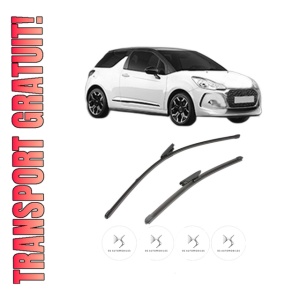 Set stergatoare DS DS 3 (SA_) din 2015-2019, pentru parbriz auto, 2 bucati, Valeo Silencio Xtrm, din cauciuc siliconat rezistent, 4 Stickere Auto DS