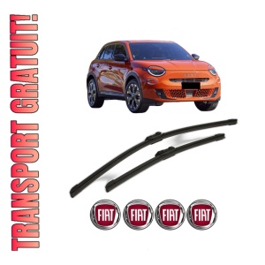 Set stergatoare FIAT 600e / 600 (365_, 364_) din 2023-2024, pentru parbriz auto, 2 bucati, Bosch Aerotwin, din cauciuc siliconat rezistent, 4 Stickere Auto FIAT