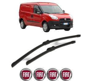 Set stergatoare FIAT DOBLO Cargo (263_) din 2010-2023, pentru parbriz auto, 2 bucati, Bosch Aerotwin, din cauciuc siliconat rezistent, 4 Stickere Auto FIAT v55455