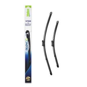 Set stergatoare FIAT DOBLO MPV (510_, 511_, 360_, 361_) din 2022-2023, pentru parbriz auto, 2 bucati, Valeo Silencio, din cauciuc siliconat rezistent, 4 Stickere Auto FIAT v34856