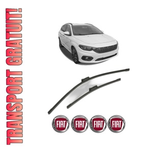 Set stergatoare FIAT TIPO Estate (356_, 357_) din 2016-2022, pentru parbriz auto, 2 bucati, Bosch Aerotwin, din cauciuc siliconat rezistent, 4 Stickere Auto FIAT