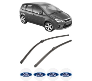 Set stergatoare FORD C-MAX (DM2) din 2007-2010, pentru parbriz auto, 2 bucati, Valeo Silencio Xtrm, din cauciuc siliconat rezistent, 4 Stickere Auto FORD v40440