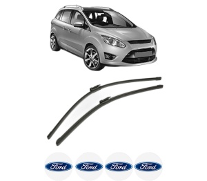 Set stergatoare FORD C-MAX II (DXA/CB7, DXA/CEU) din 2010-2019, pentru parbriz auto, 2 bucati, Bosch Aerotwin, din cauciuc siliconat rezistent, 4 Stickere Auto FORD v52815