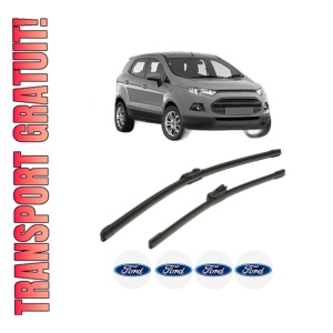 Set stergatoare FORD ECOSPORT din 2012-2022, pentru parbriz auto, 2 bucati, Bosch Aerotwin, din cauciuc siliconat rezistent, 4 Stickere Auto FORD