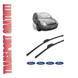 Set stergatoare FORD FIESTA V (JH_, JD_) din 2001-2005, pentru parbriz auto, 2 bucati, Bosch Aerotwin Retrofit, din cauciuc siliconat rezistent, 4 Stickere Auto FORD