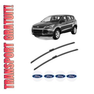 Set stergatoare FORD KUGA II VAN din 2014-2019, pentru parbriz auto, 2 bucati, Bosch Aerotwin, din cauciuc siliconat rezistent, 4 Stickere Auto FORD