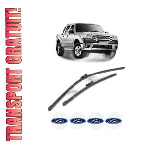 Set stergatoare FORD RANGER (TKE) din 2011-2019, pentru parbriz auto, 2 bucati, Valeo Silencio Xtrm, din cauciuc siliconat rezistent, 4 Stickere Auto FORD
