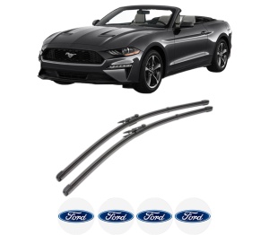 Set stergatoare FORD USA MUSTANG Convertible din 2005-2024, pentru parbriz auto, 2 bucati, Valeo Silencio Xtrm, din cauciuc siliconat rezistent, 4 Stickere Auto FORD USA v39300