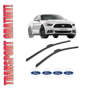 Set stergatoare FORD USA MUSTANG Coupe din 2004-2024, pentru parbriz auto, 2 bucati, Bosch Aerotwin Retrofit, din cauciuc siliconat rezistent, 4 Stickere Auto FORD USA