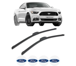 Set stergatoare FORD USA MUSTANG Coupe din 2004-2024, pentru parbriz auto, 2 bucati, Bosch Aerotwin Retrofit, din cauciuc siliconat rezistent, 4 Stickere Auto FORD USA v46865