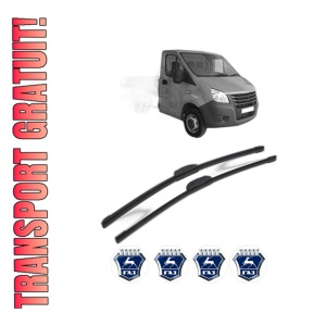 Set stergatoare GAZ GAZELLE NEXT Platform/Chassis din 2013-2020, pentru parbriz auto, 2 bucati, Bosch Aerotwin Retrofit, din cauciuc siliconat rezistent, 4 Stickere Auto GAZ