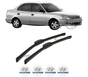Set stergatoare HYUNDAI ACCENT II Saloon (LC) din 1999-2002, pentru parbriz auto, 2 bucati, Bosch Aerotwin Retrofit, din cauciuc siliconat rezistent, 4 Stickere Auto HYUNDAI v41525