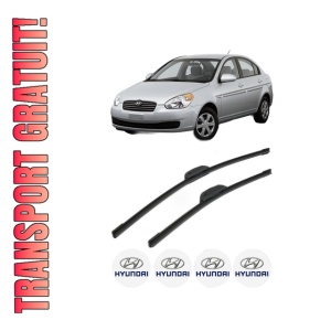 Set stergatoare HYUNDAI ACCENT III Saloon (MC) din 2005, pentru parbriz auto, 2 bucati, Bosch Aerotwin Retrofit, din cauciuc siliconat rezistent, 4 Stickere Auto HYUNDAI