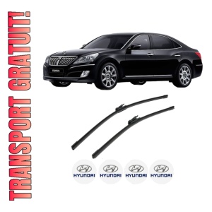 Set stergatoare HYUNDAI EQUUS / CENTENNIAL (VI) din 2009-2016, pentru parbriz auto, 2 bucati, Bosch Aerotwin, din cauciuc siliconat rezistent, 4 Stickere Auto HYUNDAI