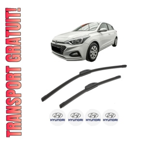 Set stergatoare HYUNDAI i20 II Hatchback Van (GB, IB) din 2015-2016, pentru parbriz auto, 2 bucati, Bosch Aerotwin Retrofit, din cauciuc siliconat rezistent, 4 Stickere Auto HYUNDAI