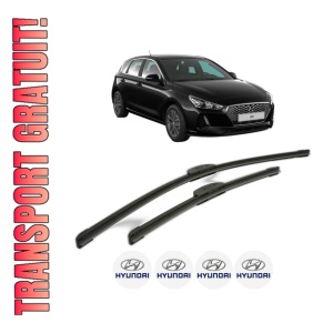Set stergatoare HYUNDAI i30 (PDE, PD, PDEN) din 2016-2021, pentru parbriz auto, 2 bucati, Bosch Aerotwin Retrofit, din cauciuc siliconat rezistent, 4 Stickere Auto HYUNDAI