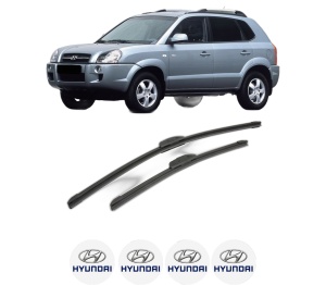 Set stergatoare HYUNDAI TUCSON (JM) din 2004-2012, pentru parbriz auto, 2 bucati, Bosch Aerotwin Retrofit, din cauciuc siliconat rezistent, 4 Stickere Auto HYUNDAI v45995