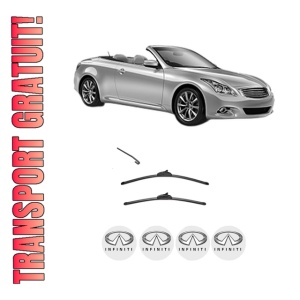 Set stergatoare INFINITI Q60 Convertible din 2013, pentru parbriz auto, 2 bucati, Valeo Silencio, din cauciuc siliconat rezistent, 4 Stickere Auto INFINITI