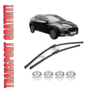 Set stergatoare INFINITI QX30 din 2016, pentru parbriz auto, 2 bucati, Valeo Silencio Xtrm, din cauciuc siliconat rezistent, 4 Stickere Auto INFINITI