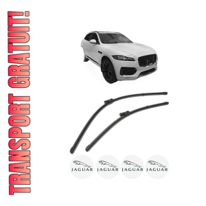 Set stergatoare JAGUAR I-PACE (X590) din 2018-2020, pentru parbriz auto, 2 bucati, Valeo Silencio Xtrm, din cauciuc siliconat rezistent, 4 Stickere Auto JAGUAR