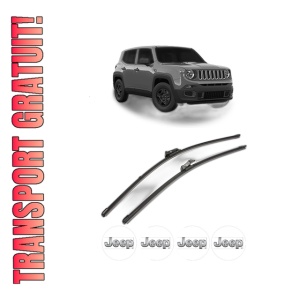 Set stergatoare JEEP RENEGADE VAN (BU, B1) din 2014-2018, pentru parbriz auto, 2 bucati, Valeo Silencio Xtrm, din cauciuc siliconat rezistent, 4 Stickere Auto JEEP