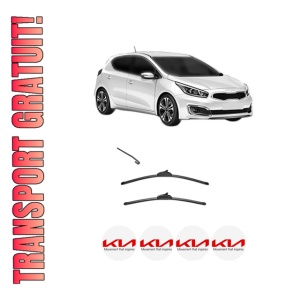 Set stergatoare KIA CEED Hatchback Van (CD) din 2018-2020, pentru parbriz auto, 2 bucati, Valeo Silencio, din cauciuc siliconat rezistent, 4 Stickere Auto KIA