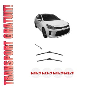 Set stergatoare KIA RIO IV Hatchback Van (YB, SC, FB) din 2017, pentru parbriz auto, 2 bucati, Valeo Silencio, din cauciuc siliconat rezistent, 4 Stickere Auto KIA