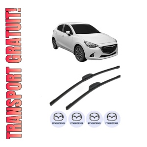 Set stergatoare MAZDA 2 Hatchback (DL, DJ) din 2014-2021, pentru parbriz auto, 2 bucati, Bosch Aerotwin Retrofit, din cauciuc siliconat rezistent, 4 Stickere Auto MAZDA
