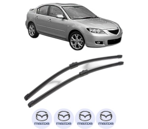 Set stergatoare MAZDA 3 Saloon (BK) din 2003-2009, pentru parbriz auto, 2 bucati, Valeo Silencio Xtrm, din cauciuc siliconat rezistent, 4 Stickere Auto MAZDA v40680