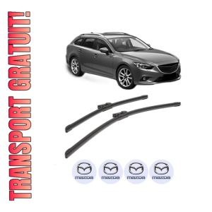 Set stergatoare MAZDA 6 Estate (GJ, GL) din 2012-2020, pentru parbriz auto, 2 bucati, Bosch Aerotwin, din cauciuc siliconat rezistent, 4 Stickere Auto MAZDA - Img 1