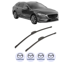 Set stergatoare MAZDA 6 Estate Van (GJ) din 2013-2016, pentru parbriz auto, 2 bucati, Bosch Aerotwin Retrofit, din cauciuc siliconat rezistent, 4 Stickere Auto MAZDA v56360