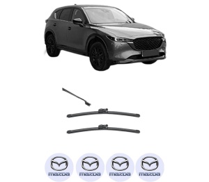 Set stergatoare MAZDA CX-5 (KF) din 2016-2023, pentru parbriz auto, 2 bucati, Valeo Silencio, din cauciuc siliconat rezistent, 4 Stickere Auto MAZDA v34800