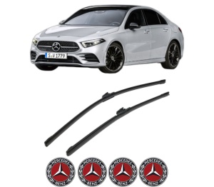 Set stergatoare MERCEDES-BENZ A-CLASS Saloon (V177) din 2018-2022, pentru parbriz auto, 2 bucati, Bosch Aerotwin, din cauciuc siliconat rezistent, 4 Stickere Auto MERCEDES-BENZ v50030